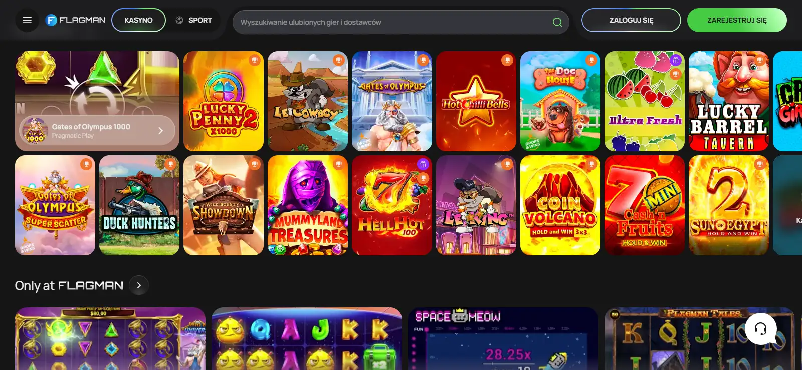 Lobby i katalog gier FLAGMAN Casino