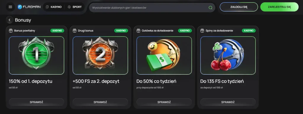 Aktualna polska strona bonusów FLAGMAN Casino